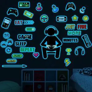Gamer Wall Decals Stickers Glow in The Dark Wall Decals Game Wall Stickers Gaming Controller Wall Decals Game Room Decor Video Game Decal for Boys Kids Girls Bedoom Playroom Wall Decor (Sky Blue) Gamer Wall Decals Stickers Glow in The Dark Wall Decals Game Wall Stickers Gaming Controller Wall Decals Game Room Decor Video Game Decal for Boys Kids Girls Bedoom Playroom Wall Decor (Sky Blue)