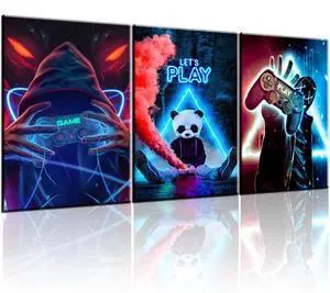 3-Piece Gamer Wall Art Set - Neon Gaming Canvas Prints | Cyberpunk Video Game Decor | Unframed 12x16 Inches Posters for Game Room, Bedroom, Office, Esports Setup | Cool Gamer 3-Piece Gamer Wall Art Set - Neon Gaming Canvas Prints | Cyberpunk Video Game Decor | Unframed 12x16 Inches Posters for Game Room, Bedroom, Office, Esports Setup | Cool Gamer