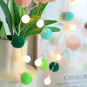Indoor String Lights 6.56 Feet Pom Poms Fairy Lights 20 LED Battery Operated String Ball Lights Warm White Globe Lights Colorful Decor Lights for Home Bedroom Kids Playhouse Holiday Christmas Indoor String Lights 6.56 Feet Pom Poms Fairy Lights 20 LED Battery Operated String Ball Lights Warm White Globe Lights Colorful Decor Lights for Home Bedroom Kids Playhouse Holiday Christmas
