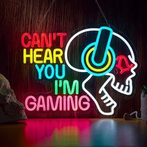 Gaming Neon Sign Can't Hear You I'm Gaming Skull Gamer LED Light Bright USB Powered Light up Game Signs with dimmer for Game Zone Video Room Boy Bedroom Wall Decor Compatible with Timer Gaming Neon Sign Can't Hear You I'm Gaming Skull Gamer LED Light Bright USB Powered Light up Game Signs with dimmer for Game Zone Video Room Boy Bedroom Wall Decor Compatible with Timer