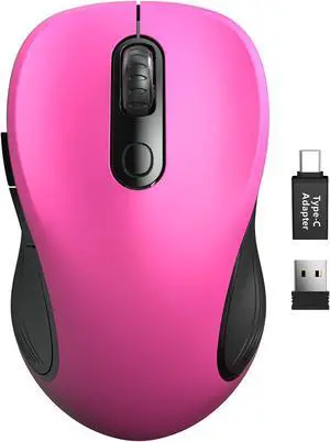 Wireless Mouse for Laptop, Ergonomic 6-Button Mouse, Fuchsia Wireless Mouse for Laptop, Ergonomic 6-Button Mouse, Fuchsia