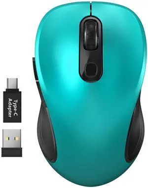 2.4G Wireless Mouse for Laptop, Ergonomic Computer Mouse with USB Receiver and Type-C Adapter, 3 Adjustable Levels, 6 Button Cordless Wireless Mice for Windows Mac PC Notebook (Green) 2.4G Wireless Mouse for Laptop, Ergonomic Computer Mouse with USB Receiver and Type-C Adapter, 3 Adjustable Levels, 6 Button Cordless Wireless Mice for Windows Mac PC Notebook (Green)