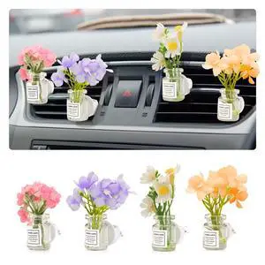 4 Pack Flowers Car Vent Clips, Interior Flower Decorations | Cute Daisy Plants Vase Air Conditioning Outlet Clip with Fragrance Pads, Charm Scent Perfume Automotive Aesthetic for Women 4 Pack Flowers Car Vent Clips, Interior Flower Decorations | Cute Daisy Plants Vase Air Conditioning Outlet Clip with Fragrance Pads, Charm Scent Perfume Automotive Aesthetic for Women