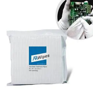 ESD-Safe Wipes (9"x9", 100 pcs) - Lint-Free Cleanroom Cloth Wipers, Polyester-Carbon Blend (CE16009) ESD-Safe Wipes (9"x9", 100 pcs) - Lint-Free Cleanroom Cloth Wipers, Polyester-Carbon Blend (CE16009)
