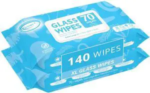 Glass & Window Cleaner Wipes 70 Count (Pack of 2), XL 8x10 Inch | Ammonia-Free, Streak-Free, Safe For Car Windshield, Headlight, Mirror, Tile & Home Glass, Removes Fingerprints, Dust, Dirt Glass & Window Cleaner Wipes 70 Count (Pack of 2), XL 8x10 Inch | Ammonia-Free, Streak-Free, Safe For Car Windshield, Headlight, Mirror, Tile & Home Glass, Removes Fingerprints, Dust, Dirt