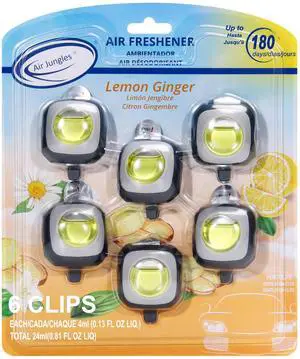 Lemon Ginger Scent Car Air Freshener Vent Clip 6 Ct | Natural Essential Oil, Car Fragrance Accessories for Women and Men, Odor Eliminator, 4 mL Each Lemon Ginger Scent Car Air Freshener Vent Clip 6 Ct | Natural Essential Oil, Car Fragrance Accessories for Women and Men, Odor Eliminator, 4 mL Each