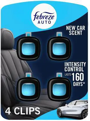 AUTO Air Freshener, Odor-Fighting Automotive Vent Clip, Scented Car Accessories, Long Lasting for Strong Odors, New Car Scent, 4 Count AUTO Air Freshener, Odor-Fighting Automotive Vent Clip, Scented Car Accessories, Long Lasting for Strong Odors, New Car Scent, 4 Count