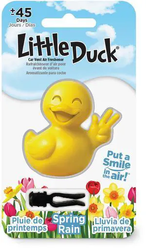 Little Duck 96633 Spring Rain Car Air Freshener Vent Clip Provides Long-Lasting Freshness in a Compact Design, Fights Odors for up to 45 Days, Fun Car Odor Eliminator, Non-Toxic, Pack of 1 Little Duck 96633 Spring Rain Car Air Freshener Vent Clip Provides Long-Lasting Freshness in a Compact Design, Fights Odors for up to 45 Days, Fun Car Odor Eliminator, Non-Toxic, Pack of 1