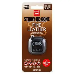 Stinky-Be-Gone Vent Clip Air Freshener, Odor Remover, Car Scent for Garage, Closet, Laundry Rooms, Bathrooms, and More, Fine Leather, 10763 Stinky-Be-Gone Vent Clip Air Freshener, Odor Remover, Car Scent for Garage, Closet, Laundry Rooms, Bathrooms, and More, Fine Leather, 10763