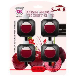 Cherry Scent Car Air Freshener Clip,Provides Long Lasting Fragrance Holding for Over 120 Days,4 Vent Clips,4ml Each,Car Accessories for Men or Women(Cherry Cherry Scent Car Air Freshener Clip,Provides Long Lasting Fragrance Holding for Over 120 Days,4 Vent Clips,4ml Each,Car Accessories for Men or Women(Cherry