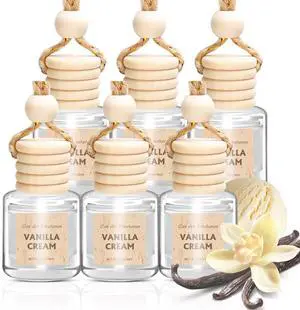 Hanging Car Air Freshener, 6 Pack Vanilla Cream Essential Oil Scent Hanging Car Air Freshener, 6 Pack Vanilla Cream Essential Oil Scent