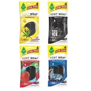 Little Tree Vent Warp 4 pack Assorted Scent Black Ice, New Car Scent, Vanillaroma, Strawberry, Great for Cars, Trucks, Home Air Fresheners AHSR Products Bundle + "AHSR Air Freshener" Little Tree Vent Warp 4 pack Assorted Scent Black Ice, New Car Scent, Vanillaroma, Strawberry, Great for Cars, Trucks, Home Air Fresheners AHSR Products Bundle + "AHSR Air Freshener"