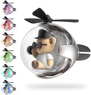 White & Black Bear Car Air Freshener with 6-Color Auto Light Up & 4 Scented Tablets Subtle Fragrance, Decorative Auto Accessories, Cute Mother's Day and Father's Day Small Gift White & Black Bear Car Air Freshener with 6-Color Auto Light Up & 4 Scented Tablets Subtle Fragrance, Decorative Auto Accessories, Cute Mother's Day and Father's Day Small Gift
