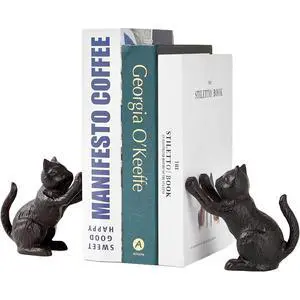 Cat Decorative Bookends, Cute Book Ends to Hold Books, Bookends for Shelves, Unique Cast Iron Book Stopper for Heavy Books, Cat Office Decor, 1 Pair/2 PCS Cat Decorative Bookends, Cute Book Ends to Hold Books, Bookends for Shelves, Unique Cast Iron Book Stopper for Heavy Books, Cat Office Decor, 1 Pair/2 PCS
