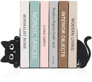 Peeking Cat Metal Bookends Set of 2 with Wider Base, Cute Decorative Book Ends for Shelves Bookshelf Office Home Decor Gift for Cat & Book Lovers Peeking Cat Metal Bookends Set of 2 with Wider Base, Cute Decorative Book Ends for Shelves Bookshelf Office Home Decor Gift for Cat & Book Lovers