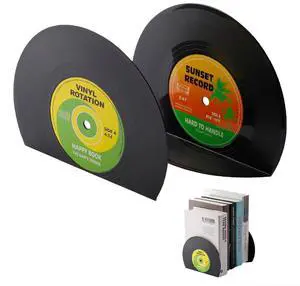Modern Bookends for Shelves,Retro Vinyl Record Bookends - Vintage Music Decor Bookend Set, Unique Decorative Book Stopper for Home Office & Gifts for Music Lovers(Sunset) Modern Bookends for Shelves,Retro Vinyl Record Bookends - Vintage Music Decor Bookend Set, Unique Decorative Book Stopper for Home Office & Gifts for Music Lovers(Sunset)