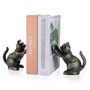 2 Pack Cat Decorative Bookends for Shelf, Cast Iron Book Ends Shelf Decor | Cute Cat Bookend Support for Home Decor, Heavy Duty Book Stands Antique Shelf Decor for Reading Enthusiasts or Cat Lovers 2 Pack Cat Decorative Bookends for Shelf, Cast Iron Book Ends Shelf Decor | Cute Cat Bookend Support for Home Decor, Heavy Duty Book Stands Antique Shelf Decor for Reading Enthusiasts or Cat Lovers