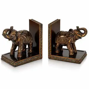 Elephant Bookends for Shelves, Vintage Resin Book Ends Decorative | Heavy Duty Elephant Gifts for Women to Holds Books for Desk Office Bookshelf Elephant Decor, Set of 2 Elephant Bookends for Shelves, Vintage Resin Book Ends Decorative | Heavy Duty Elephant Gifts for Women to Holds Books for Desk Office Bookshelf Elephant Decor, Set of 2