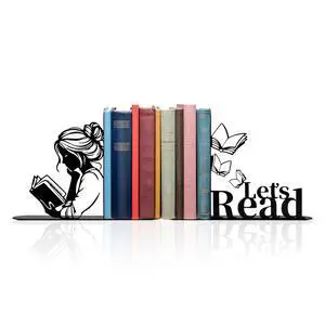 Metal Girl Reading Book Bookends, Lets Read Bookends for Shelves, Black | Cute bookends Bookshelf Decorative Objects Home Office Desk Bookshelf Decor Nice Gift for Women Metal Girl Reading Book Bookends, Lets Read Bookends for Shelves, Black | Cute bookends Bookshelf Decorative Objects Home Office Desk Bookshelf Decor Nice Gift for Women