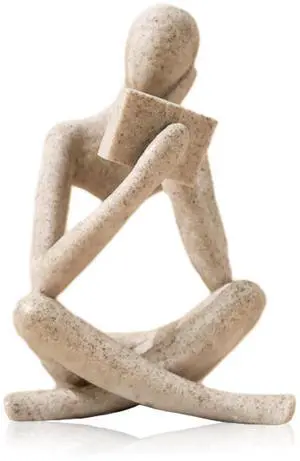 Bookshelf Decor Reading Statue - Abstract Art Thinker Sculpture Bookend for Shelves Aesthetic, Modern Home Decoration Figurine for Living Room Office Shelf Desk Coffee Table Decor(Beige Right) Bookshelf Decor Reading Statue - Abstract Art Thinker Sculpture Bookend for Shelves Aesthetic, Modern Home Decoration Figurine for Living Room Office Shelf Desk Coffee Table Decor(Beige Right)