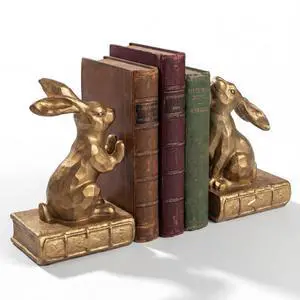2 Pcs Decorative Rabbit Bookends for Shelves, Bunny Gift Book Ends for Heavy Books Animal Stopper Retriever Statues Bookends with Anti-Slip Base for Book Lover Home Bookshelf, Bronze 2 Pcs Decorative Rabbit Bookends for Shelves, Bunny Gift Book Ends for Heavy Books Animal Stopper Retriever Statues Bookends with Anti-Slip Base for Book Lover Home Bookshelf, Bronze