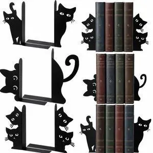 6pcs Black Cat Metal Bookends Cute Cats Bookends for Shelves, Bookshelf Decorative Home Office Desk, Bookstore, Bookshelf Decor Cat and Reading Lovers Gift 6pcs Black Cat Metal Bookends Cute Cats Bookends for Shelves, Bookshelf Decorative Home Office Desk, Bookstore, Bookshelf Decor Cat and Reading Lovers Gift