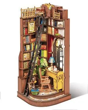 DIY Book Nook Kit Silent Corner Study, 3D Puzzles Creative British Bookend Bookshelf Decor for Adults, Tiny House Miniature Kits Model Building Kits, DIY Crafts/Gifts for Teens & Book Lovers DIY Book Nook Kit Silent Corner Study, 3D Puzzles Creative British Bookend Bookshelf Decor for Adults, Tiny House Miniature Kits Model Building Kits, DIY Crafts/Gifts for Teens & Book Lovers