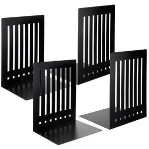 4 Pcs 10 Inch Heavy Duty Bookends Non-Skid Base Large Heavy Duty Book Ends Stopper for Office Books Vinyl Records Shelves Binders (Black) 4 Pcs 10 Inch Heavy Duty Bookends Non-Skid Base Large Heavy Duty Book Ends Stopper for Office Books Vinyl Records Shelves Binders (Black)