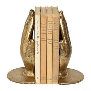 Hand Bookends Decorative, Heavy Duty Cast Iron Book Holder, Prayer Hand Book Ends for Shelves Living Room Home Decor Office, Antique Gold, 1 Pair/2Pieces Hand Bookends Decorative, Heavy Duty Cast Iron Book Holder, Prayer Hand Book Ends for Shelves Living Room Home Decor Office, Antique Gold, 1 Pair/2Pieces