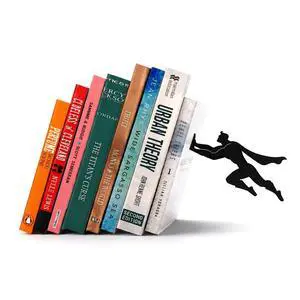 Stylish Metal Bookend in Black - Book Holder for Any Angle, Shelf, Desk, Desk - Decorative Book Organiser Book Holder - The Coolest Gift Idea (Superhero) Stylish Metal Bookend in Black - Book Holder for Any Angle, Shelf, Desk, Desk - Decorative Book Organiser Book Holder - The Coolest Gift Idea (Superhero)