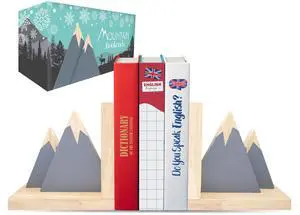 Gray Mountain Book Ends for Kids Books - 1 Set Non-Skid Wooden Decorative for Girls and Boys Room, Baby's Nursery, Classroom Decor Gray Mountain Book Ends for Kids Books - 1 Set Non-Skid Wooden Decorative for Girls and Boys Room, Baby's Nursery, Classroom Decor