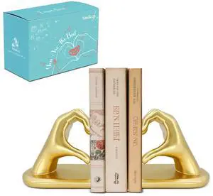 Book Ends Heart Design for Mom, Gold Non-Skid Bookends for Shelves | Heavy Duty Resin Book Stopper Bookend for Living Room Merch Apartment Bookshelf Birthday Women, 10.22 x 3.93 x 5.11 Book Ends Heart Design for Mom, Gold Non-Skid Bookends for Shelves | Heavy Duty Resin Book Stopper Bookend for Living Room Merch Apartment Bookshelf Birthday Women, 10.22 x 3.93 x 5.11