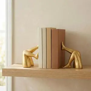 Minimalist Leg Sculpture Bookends for Shelves, Decorative Gold Book Ends, Modern Aesthetic Bookshelf Decor, Resin Book Stoppers for Home Office/Library Decoration Minimalist Leg Sculpture Bookends for Shelves, Decorative Gold Book Ends, Modern Aesthetic Bookshelf Decor, Resin Book Stoppers for Home Office/Library Decoration