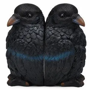 Gothic Raven Crow Bookends Pair, Vintage Dark Style Sculpture Book Stopper, Raven Book Holder Figurine, Macabre Art Statue Decor for Shelf Desktop Home Office Halloween Ornament Gift Gothic Raven Crow Bookends Pair, Vintage Dark Style Sculpture Book Stopper, Raven Book Holder Figurine, Macabre Art Statue Decor for Shelf Desktop Home Office Halloween Ornament Gift
