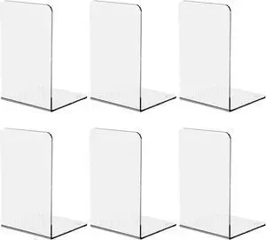 Book Ends for Shelves 6 Pcs Acrylic Bookends Clear | Invisible Book Holder,Unique Rippled Pattern,Decorative Book Stoppers,Sturdy Structure,Non-Slip,Desktop Organizer Book Ends for Shelves 6 Pcs Acrylic Bookends Clear | Invisible Book Holder,Unique Rippled Pattern,Decorative Book Stoppers,Sturdy Structure,Non-Slip,Desktop Organizer