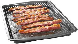 15 x 10.5 Nonstick Carbon Steel Baking Pan & Raised Wire Rack Pizza Crisper, Crispy Bacon, Multipurpose Cooking Sheet Pan, Cooling Rack, Kitchen Cookware Set, Dishwasher Safe 15 x 10.5 Nonstick Carbon Steel Baking Pan & Raised Wire Rack Pizza Crisper, Crispy Bacon, Multipurpose Cooking Sheet Pan, Cooling Rack, Kitchen Cookware Set, Dishwasher Safe