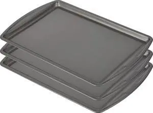 Everyday Baking Sheet Set Nonstick Carbon Steel Standard-Sized Cookie Sheets for Even Baking, Bakeware Set Includes 3 Pans with Scratch-Resistant Finish, 13x9-Inch, Gray Everyday Baking Sheet Set Nonstick Carbon Steel Standard-Sized Cookie Sheets for Even Baking, Bakeware Set Includes 3 Pans with Scratch-Resistant Finish, 13x9-Inch, Gray