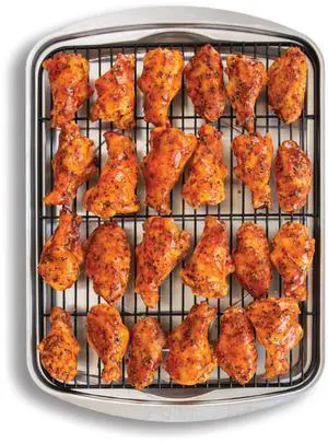 Oven Crisp Baking Tray 2pc Set Includes Pan and Rack; Natural Aluminum For Air Frying, Crisping, Broiling, Baking; Cooking Surface 17 x 12 Inches Oven Crisp Baking Tray 2pc Set Includes Pan and Rack; Natural Aluminum For Air Frying, Crisping, Broiling, Baking; Cooking Surface 17 x 12 Inches