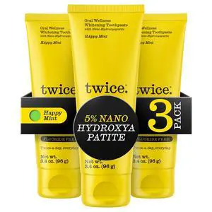 5% Nano Hydroxyapatite Whitening Toothpaste - Fluoride & Peroxide Free, Vegan, Gentle Triple-Action Clean for Everyday Oral Care - Happy Mint - 3.4oz, Pack of 3 5% Nano Hydroxyapatite Whitening Toothpaste - Fluoride & Peroxide Free, Vegan, Gentle Triple-Action Clean for Everyday Oral Care - Happy Mint - 3.4oz, Pack of 3
