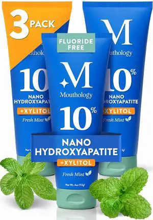 10% Nano Hydroxyapatite Toothpaste (3pk, Fluoride Free), Whitening*, Supports Enamel Care*, Appropriate for Sensitive Teeth*, SLS Free, Xylitol nHA Toothpaste Adults, Mint 4oz (USA Made) 10% Nano Hydroxyapatite Toothpaste (3pk, Fluoride Free), Whitening*, Supports Enamel Care*, Appropriate for Sensitive Teeth*, SLS Free, Xylitol nHA Toothpaste Adults, Mint 4oz (USA Made)