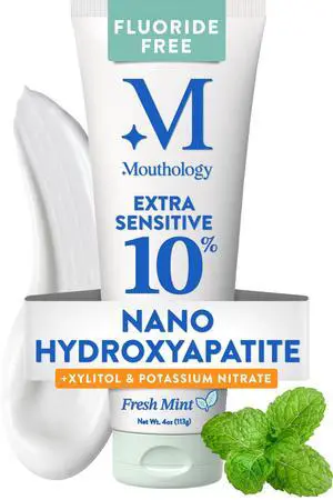 Extra Sensitive 10% Nano Hydroxyapatite Toothpaste | Extra sensitive relief with potassium nitrate + 10% nano hydroxyapatite. Fluoride free, SLS free, remineralizing. USA made. Extra Sensitive 10% Nano Hydroxyapatite Toothpaste | Extra sensitive relief with potassium nitrate + 10% nano hydroxyapatite. Fluoride free, SLS free, remineralizing. USA made.