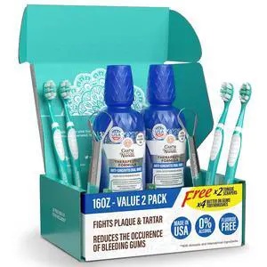 Healthy Gums Mouthwash, Antigingivitis, Antiplaque, Mint, 2x16 oz | 0.05% CPC Mouth Wash|Tartar & Plaque Remover for Teeth|Fluoride & Alcohol Free|With Soft Bristle Toothbrush & Tongue Scraper Healthy Gums Mouthwash, Antigingivitis, Antiplaque, Mint, 2x16 oz | 0.05% CPC Mouth Wash|Tartar & Plaque Remover for Teeth|Fluoride & Alcohol Free|With Soft Bristle Toothbrush & Tongue Scraper