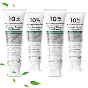 10% Hydroxyapatite Toothpaste, Nano Hydroxyapatite Toothpaste, Fluoride Free Toothpaste for Sensitive Teeth, Helps Rebuild Enamel, Remineralizing Toothpaste for Daily Use, 4 Pack 10% Hydroxyapatite Toothpaste, Nano Hydroxyapatite Toothpaste, Fluoride Free Toothpaste for Sensitive Teeth, Helps Rebuild Enamel, Remineralizing Toothpaste for Daily Use, 4 Pack