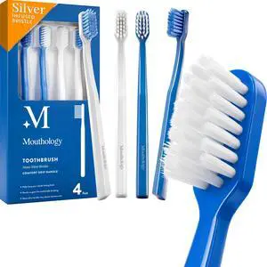 4 Pack Toothbrush - Nano Silver Ultra Soft Bristles for Adults, Extra Soft Manual Toothbrushes for Sensitive Gums, Micro Nano Bristle Tooth Brush Set 4 Pack Toothbrush - Nano Silver Ultra Soft Bristles for Adults, Extra Soft Manual Toothbrushes for Sensitive Gums, Micro Nano Bristle Tooth Brush Set