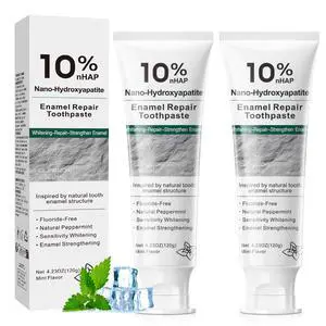 10% Nano Hydroxyapatite Toothpaste, Fluoride Free Toothpaste for Sensitive Teeth, Helps Strengthen Enamel, Freshens Breath, Daily Remineralizing Toothpaste for Adults, 2 Pack 10% Nano Hydroxyapatite Toothpaste, Fluoride Free Toothpaste for Sensitive Teeth, Helps Strengthen Enamel, Freshens Breath, Daily Remineralizing Toothpaste for Adults, 2 Pack