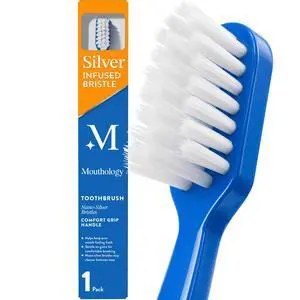Nano Silver Ultra Soft Toothbrush Adults - Manual Extra Tooth Brush Sensitive Gums Teeth - Blue Handle White Bristles Nano Silver Ultra Soft Toothbrush Adults - Manual Extra Tooth Brush Sensitive Gums Teeth - Blue Handle White Bristles
