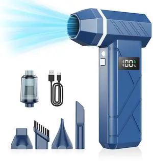 Compressed Air Duster & Vacuum 2-in-1, 140000RPM Electric Air Duster, 4-Gear Adjustable Rechargeable Cordless Dust Blower with LED Light Fast Charging for Keyboard PC Car Home Outdoor-Navy Compressed Air Duster & Vacuum 2-in-1, 140000RPM Electric Air Duster, 4-Gear Adjustable Rechargeable Cordless Dust Blower with LED Light Fast Charging for Keyboard PC Car Home Outdoor-Navy