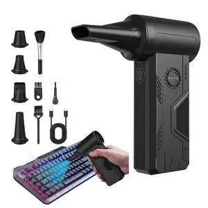 Compressed Air Duster, 110000RPM Turbo Fan, 15W Charge, 4-Speed | Powerful Cordless Electric Duster, 5200mAH Battery, Durable Mini Blower, 4 Nozzles & 4 Brushes Clean PC/Keyboard/Car/Home Compressed Air Duster, 110000RPM Turbo Fan, 15W Charge, 4-Speed | Powerful Cordless Electric Duster, 5200mAH Battery, Durable Mini Blower, 4 Nozzles & 4 Brushes Clean PC/Keyboard/Car/Home