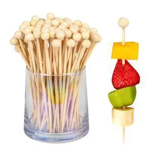 300Pcs Fancy Toothpicks for Appetizers,4.7Inch Wooden Ball Cocktail Picks For Drinks,Bamboo Appetizer Skewers for Charcuterie Boards Accessories,Martini, Sandwich,Desserts,Fruit 300Pcs Fancy Toothpicks for Appetizers,4.7Inch Wooden Ball Cocktail Picks For Drinks,Bamboo Appetizer Skewers for Charcuterie Boards Accessories,Martini, Sandwich,Desserts,Fruit