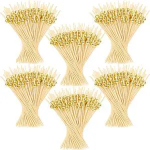 600 Pcs Cocktail Picks, Fancy Toothpicks for Appetizers Drinks Food Fruit, 4.7 Inch Long Decorative Bamboo Skewers, Gold Pearl Garnish Sticks for Charcuterie Boards Accessories Party Supplies, Gold 600 Pcs Cocktail Picks, Fancy Toothpicks for Appetizers Drinks Food Fruit, 4.7 Inch Long Decorative Bamboo Skewers, Gold Pearl Garnish Sticks for Charcuterie Boards Accessories Party Supplies, Gold